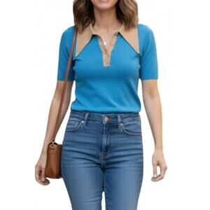 NEW JOOSTRICOT short sleeve polo top in aqua/fieno